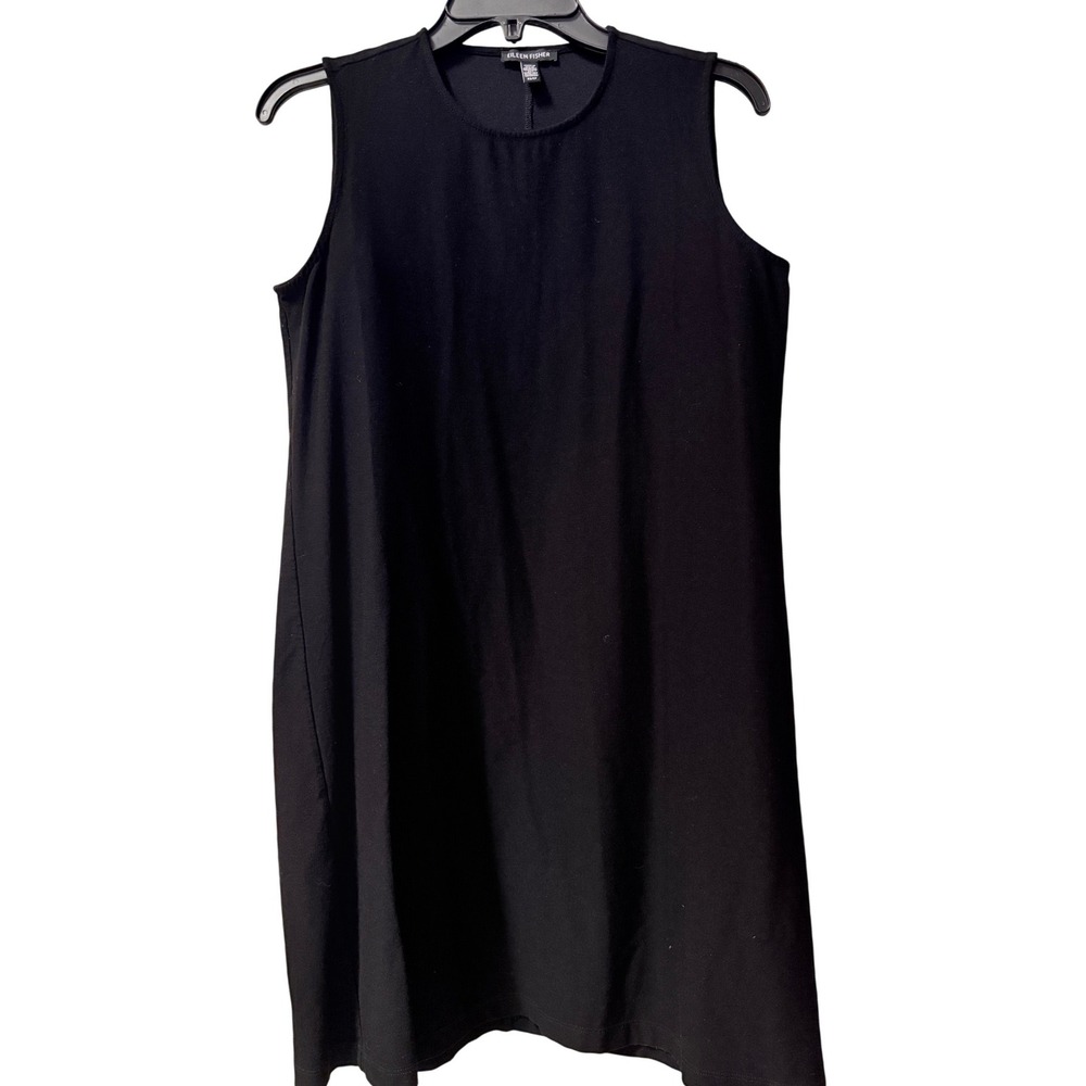 Eileen Fisher Black Stretch Knit Crewneck Tank Mini Dress Size XS